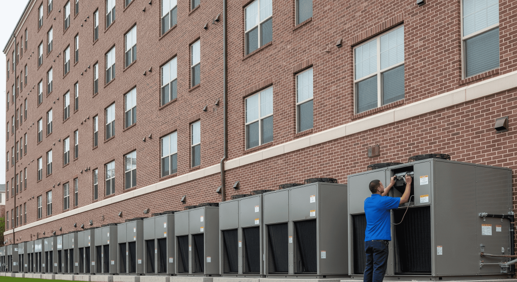 HVAC expert performing professional HVAC sizing for a large residential building.