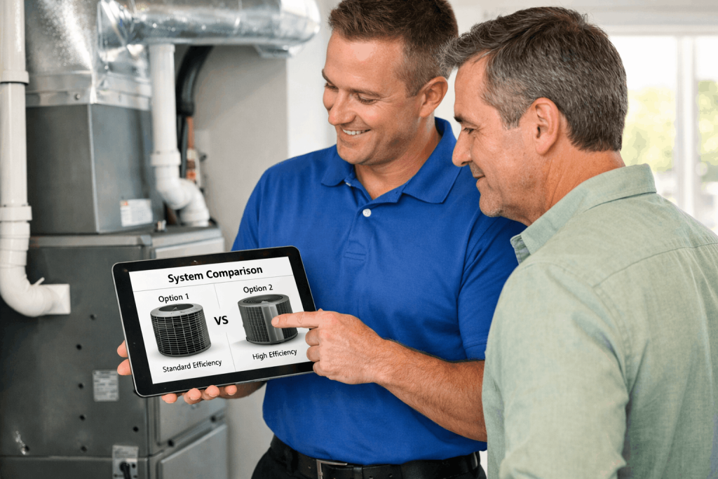 HVAC Encinitas system comparison between standard and high efficiency units
